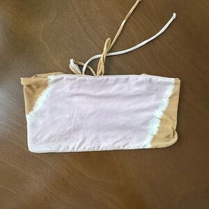 San Lorenzo Pink and Tan Bandeau Bikini Top